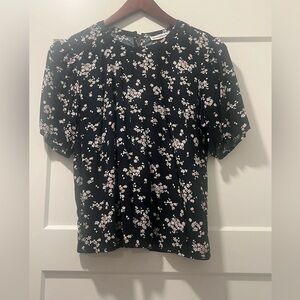 Abercrombie & Fitch Black and White Puff Sleeve Blouse